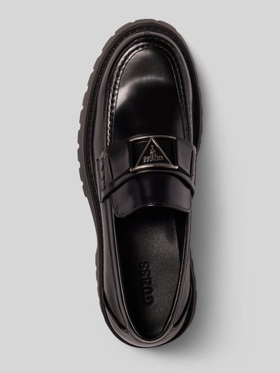 Produktfoto, Loafer aus echtem Leder Modell 'Gorizia' von GUESS in Schwarz mit abgerundeter Passform, Logo-Detail und profilierter Sohle