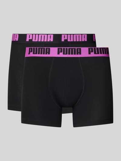 Produktfoto, Trunks aus Baumwoll-Mix im 2er-Pack von PUMA, czarny materiał, elastyczny pasek z logo, dopasowany krój, bielizna męska