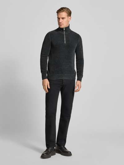 Marc O'Polo Regular fit schipperstrui van een mix van katoen en scheerwol Donkergrijs - 1