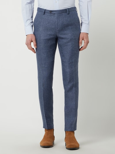 CG - Club of Gents Slim fit pantalon van een mix van linnen en lyocell, model 'Paco' Blauw - 4