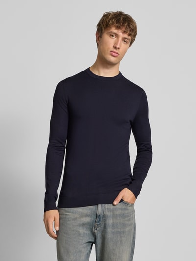 Only & Sons Regular Fit Strickpullover aus Viskose-Mix Modell 'WYLER' Dunkelblau 4