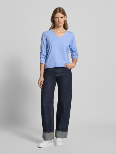 PIECES Regular fit pullover met V-hals, model 'BREE' Lavendel gemêleerd - 1