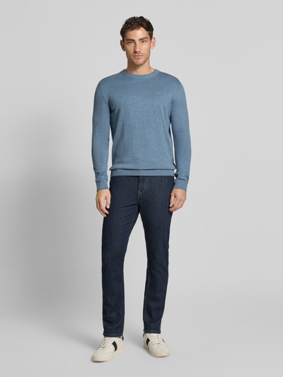 Tom Tailor Regular Fit Strickpullover aus reiner Baumwolle Jeansblau 1
