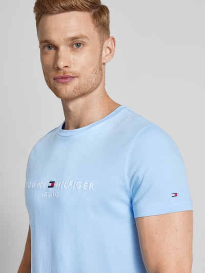 Tommy Hilfiger T-shirt met labelprint Lichtblauw - 3