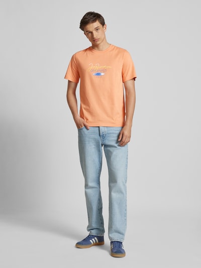 Jack & Jones T-shirt met labelprint, model 'CYRUS' Abrikoos - 1