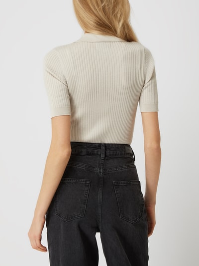 Only Cropped Poloshirt mit Viskose-Anteil Modell 'Nimone'  Sand Melange 5