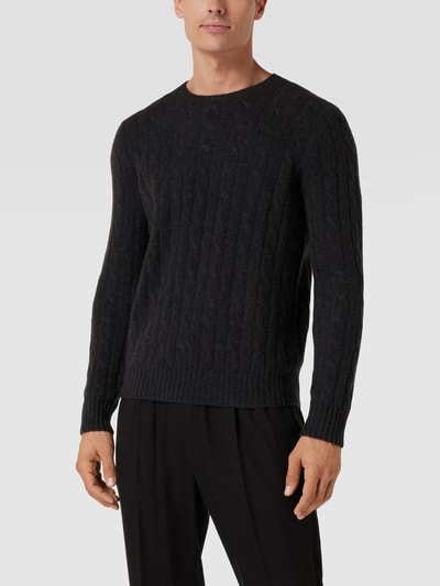Polo Ralph Lauren Kaschmirpullover mit Zopfmuster Modell 'CABLE' Dunkelgrau meliert 4