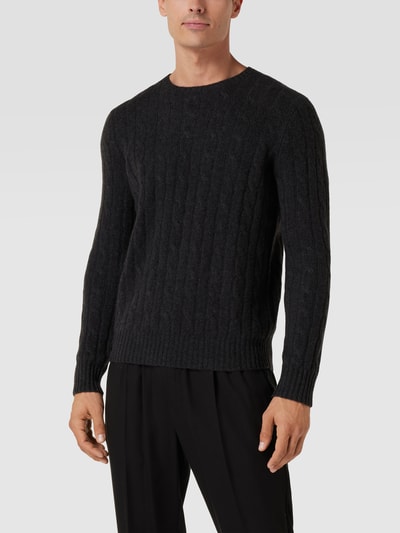 Polo Ralph Lauren Kaschmirpullover mit Zopfmuster Modell 'CABLE' Dunkelgrau Melange 4