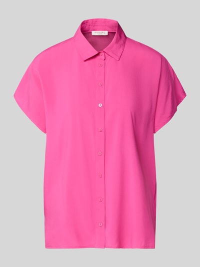 Produktfoto, Regular Fit Bluse aus Viskose von Christian Berg Woman in kräftigem Pink mit Hemdblusenkragen und Knopfleiste, feine glatte Textur