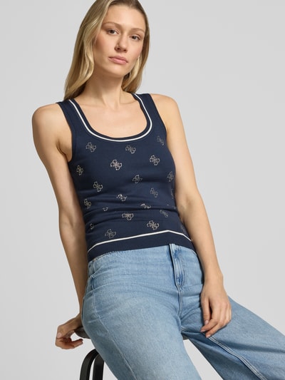 GUESS Top o kroju slim fit z mieszanki wiskozy Granatowy 3