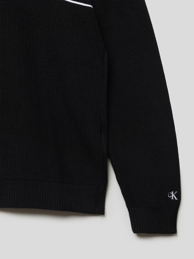 Calvin Klein Jeans Strickpullover mit Label-Stitching Schwarz 2