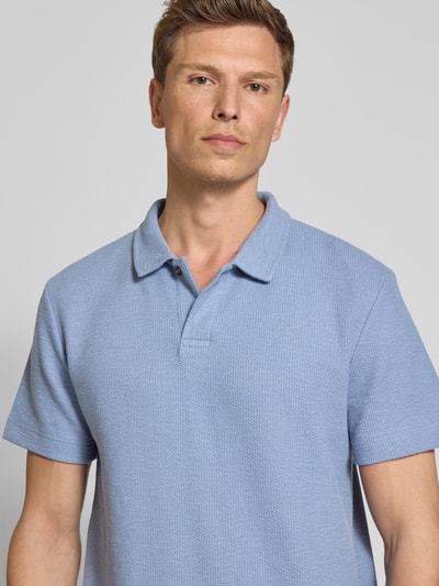 Tom Tailor Regular Fit Ripp Poloshirt mit Stretch-Anteil Rauchblau 3