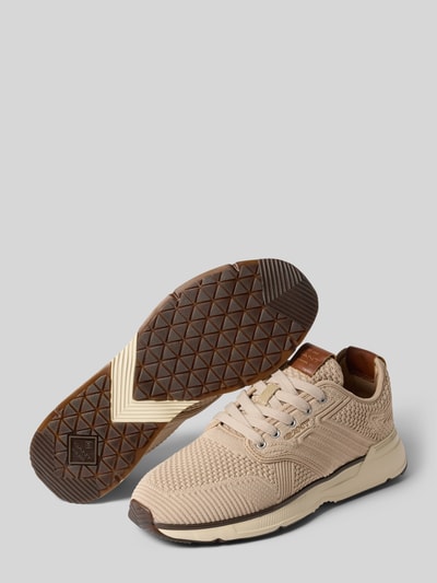 Produktfoto, Sneaker aus Leder-Textil-Mix Modell 'Beeker' von Gant in Beige mit Abgerundete-Spitze, Schnürung, strukturierter Oberfläche, Absatzhöhe 6 cm, Schafthöhe 8 cm, Schaftweite 8 cm, Herren Sneaker.