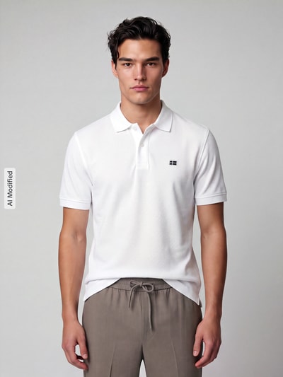 Christian Berg Men Poloshirt mit Logo-Stitching Weiss 4