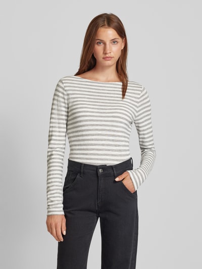 Marc O'Polo Longsleeve mit U-Boot-Ausschnitt Hellgrau Melange 4