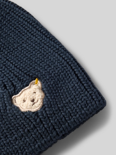 Steiff Gebreide muts met motiefstitching Marineblauw - 2