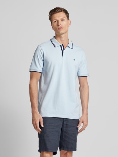 Fynch-Hatton Regular Fit Poloshirt mit Kontraststreifen Hellblau Melange 4