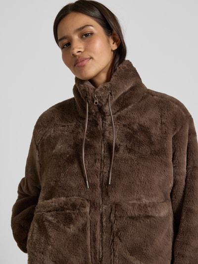 FREE/QUENT Jacke mit Kunstfellbesatz Modell 'FONY' Taupe 3