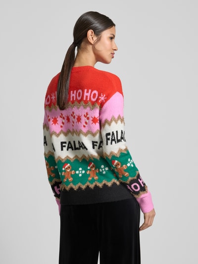 Christian Berg Woman Kersttrui met ribboorden Lichtrood - 5