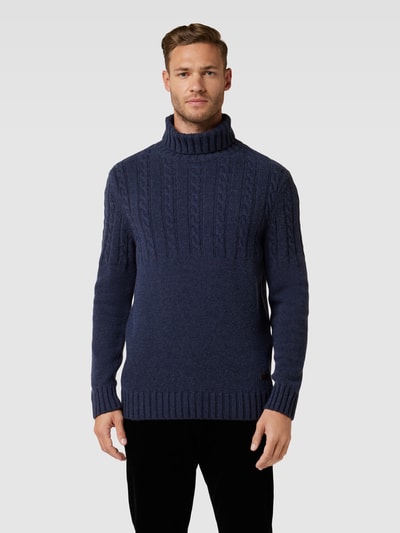 Barbour Strickpullover mit Zopfmuster Marine 4