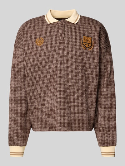 Don´t Waste Culture Poloshirt mit gerippten Abschlüssen Modell 'Alethea' Mittelbraun 2