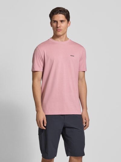 BOSS Green Regular fit T-shirt van katoenmix Mauve - 4