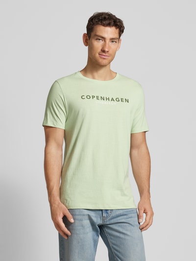 Lindbergh T-shirt z nadrukiem z logo model ‘Copenhagen’ Miętowy 4