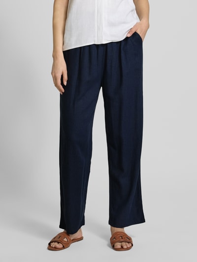 Apricot Broek van een mix van viscose en linnen met elastische band Marineblauw - 4