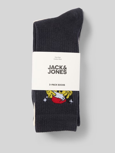 Jack & Jones Socken mit geripptem Abschluss Modell 'XMAS' im 3er-Pack Black 3