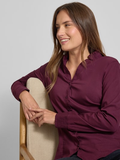 MORE & MORE Slim Fit Bluse mit Rüschen Bordeaux 3