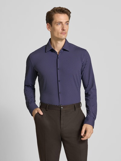 HUGO Koszula biznesowa o kroju slim fit z materiału ze streczem model ‘KENNO’ Granatowy 4