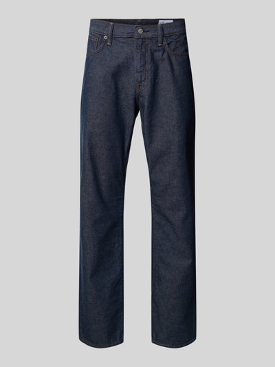 Produktfoto, Relaxed Straight Fit Jeans mit Eingrifftaschen von GAP, dunkelblaue Reine Baumwolle, sichtbarer Knopf-Reißverschluss, Herren Jeans