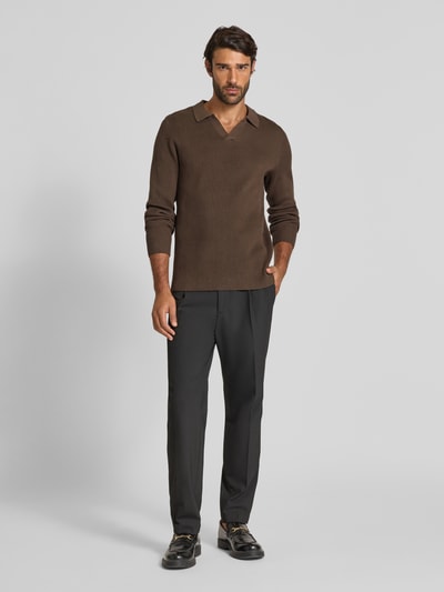 Lindbergh Relaxed Fit Pullover mit Strukturmuster Mittelbraun 1