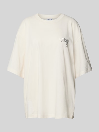 Jake*s Casual Oversized T-Shirt mit Statement-Print Offwhite 2