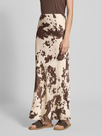 Neo Noir Maxirock im Allover-Look mit elastischem Bund Dunkelbraun 4