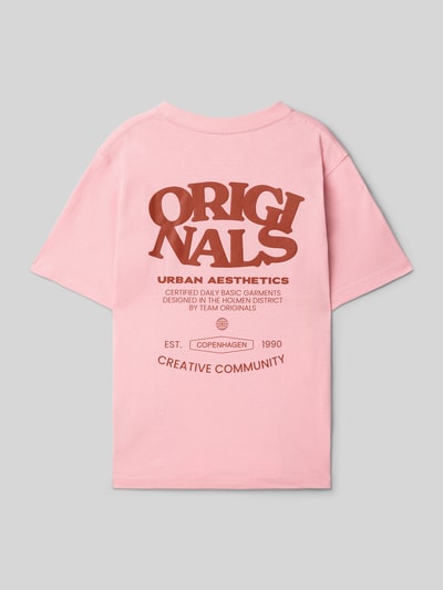 Jack & Jones T-shirt met labelstitching, model 'TAVIRA' Roze - 3