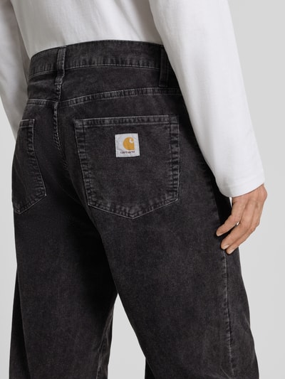 Carhartt Work In Progress Straight fit jeans in ribcordlook, model 'Aaron' Zwart - 3