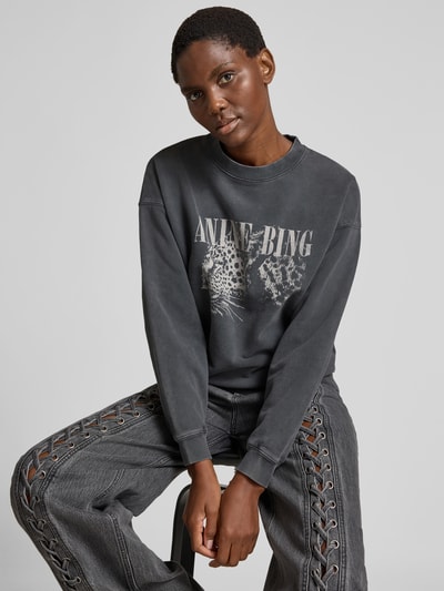 Anine Bing Regular Fit Sweatshirt mit Logo-Print Black 3