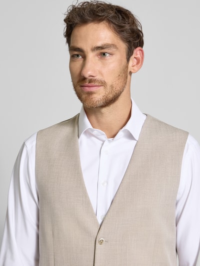 MCNEAL Slim Fit Weste mit Kleinstruktur Beige 3