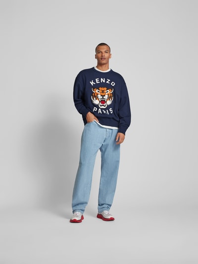 Kenzo Oversized Sweatshirt mit Stickerei Dunkelblau 1