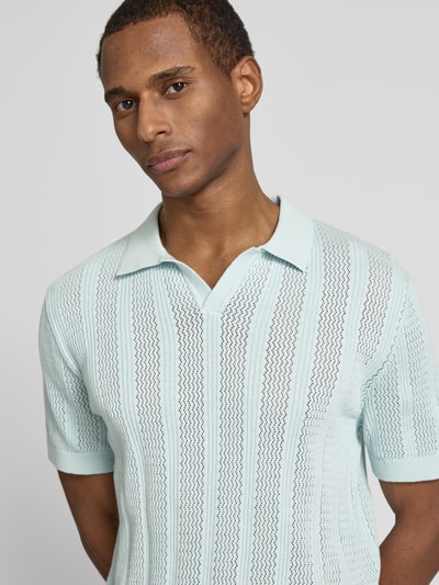 SELECTED HOMME Poloshirt in Strick-Optik Modell 'WELLS' Eisblau 3