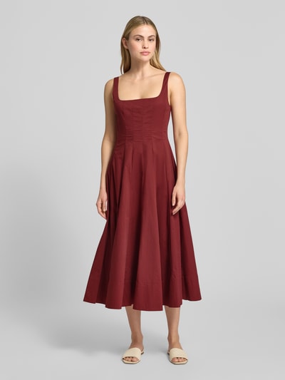 Staud Midikleid mit Karree-Ausschnitt Modell 'WELLS DRESS' Bordeaux 4