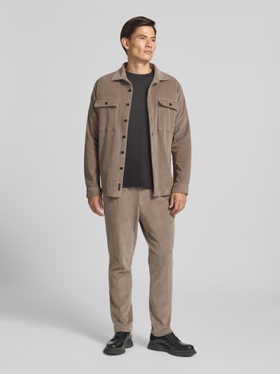 Zuitable Slim Fit Hose aus Baumwoll-Mix in Cord-Optik Modell 'Cliffer' Sand 1