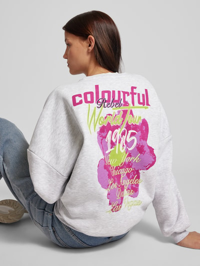 Colourful Rebel Sweatshirt met labelprint Lichtgrijs - 3