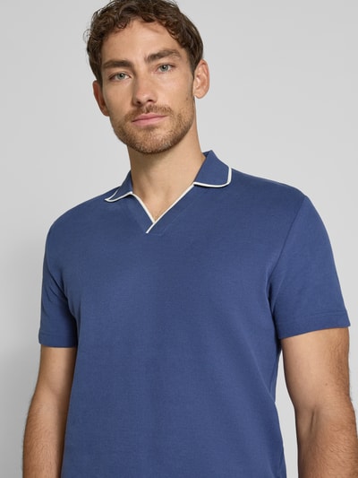 SELECTED HOMME Slim fit poloshirt met V-hals, model 'SANGEV' Blauw - 3