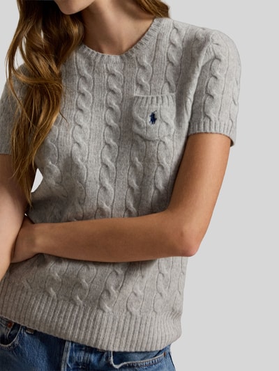 Polo Ralph Lauren Regular Fit Pullover aus Woll-Mix mit Logo-Stitching Mittelgrau Melange 3
