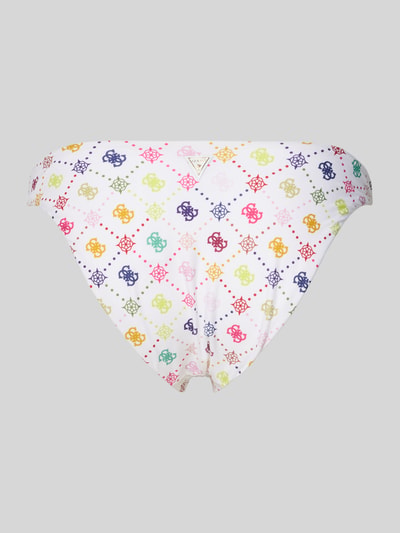 Produktfoto, Bikini-Slip im Allover-Look Modell 'INES' von Guess für Damen, weißer Material-Mix mit Stretch-Anteil, farbenfrohe Prints