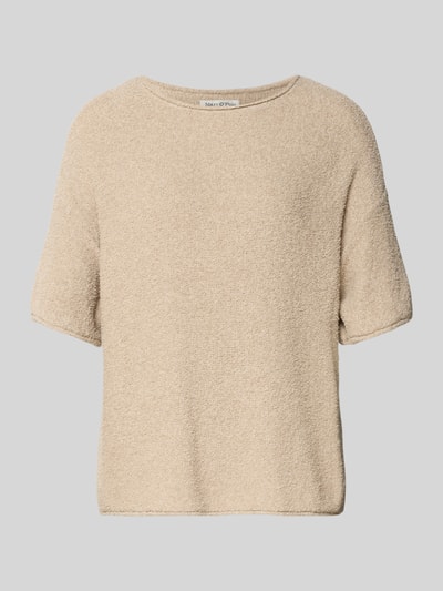 Produktfoto, Boxy Fit Pullover aus Baumwoll-Mix-Frottee von Marc O'Polo in Beige, Optik: Unifarben, Textur: Frottee, Kurzarm, Rollsaum
