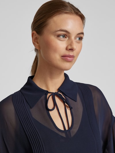 Max Mara Studio Regular fit blouse met platte kraag, model 'VALDAI' Donkerblauw - 3