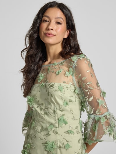 Adrianna Papell Semitransparentes Cocktailkleid mit Stitchings Hellgruen 3